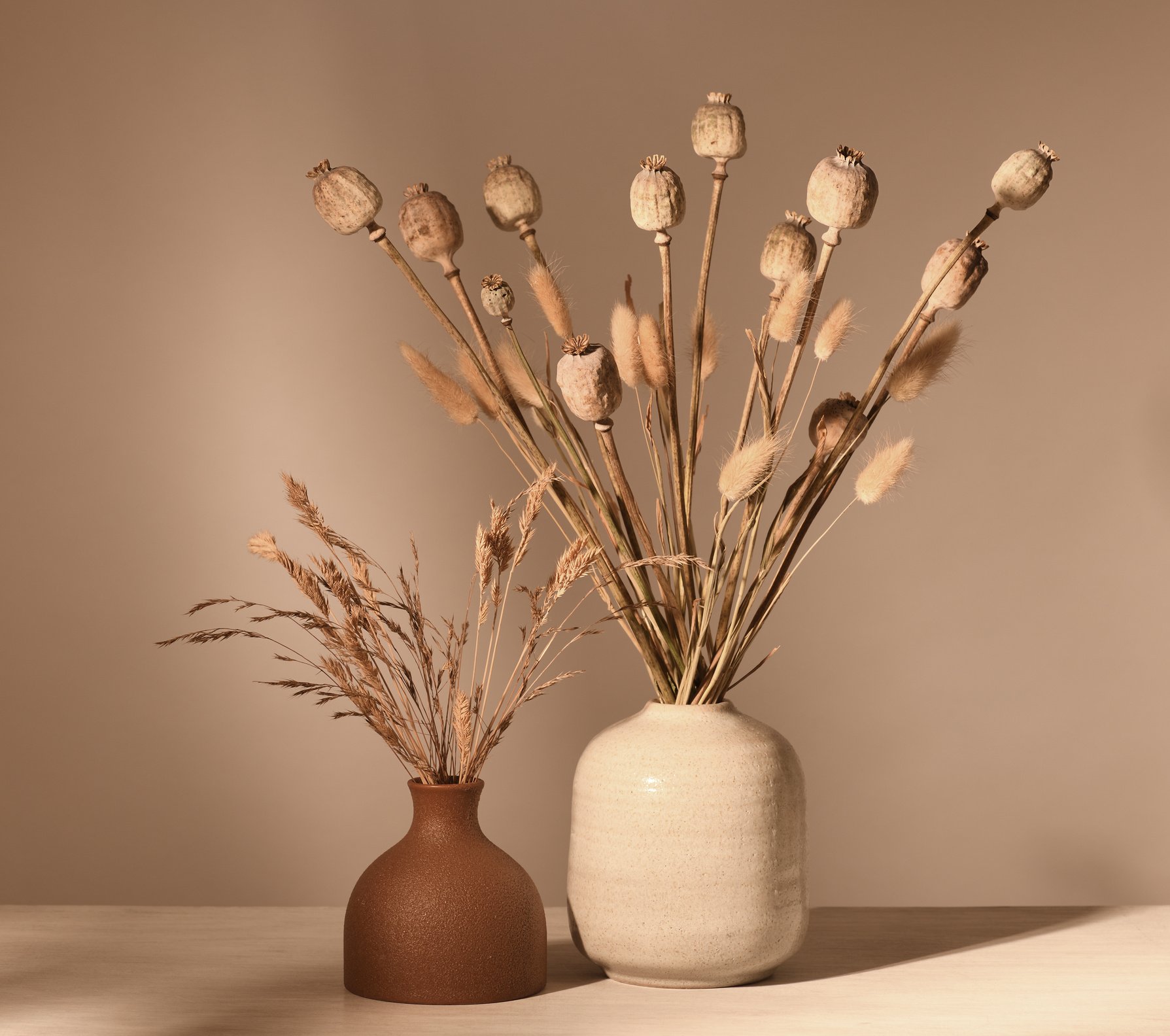 Vases with Dried Plants